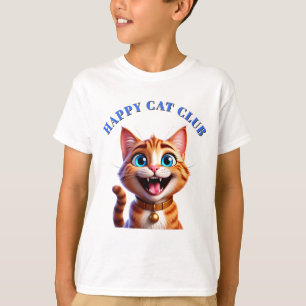 Cartoon Pet Cat With Blue Eyes Happy Expression 😸 T-Shirt