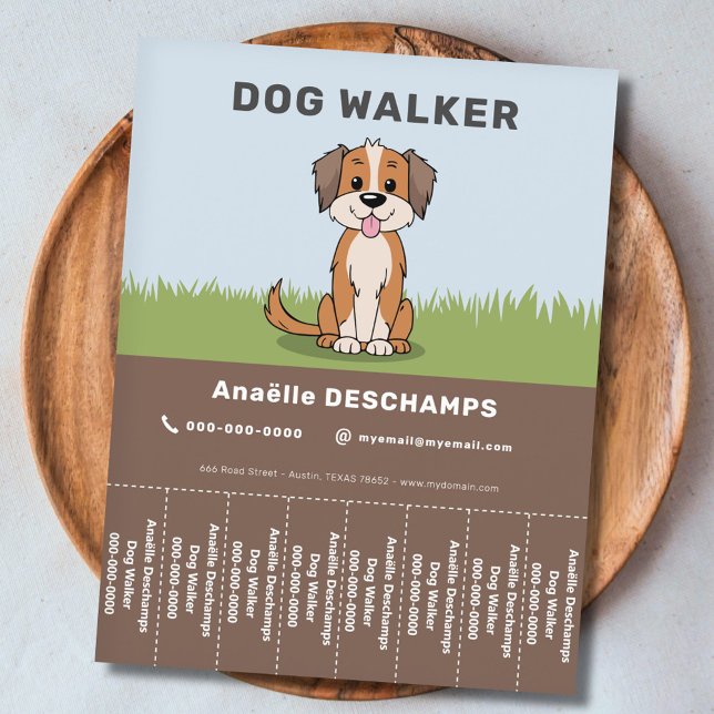 Cartoon - Pet & Dog Walker Tear Off Strips Flyer (Cartoon - Pet & Dog Walker Tear Off Strips Flyer)