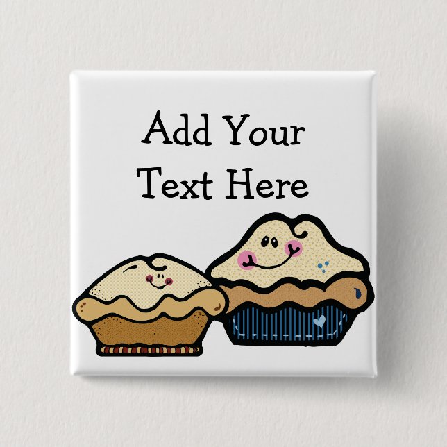 Cartoon Pies for Pie Day January 23rd 15 Cm Square Badge (Front)