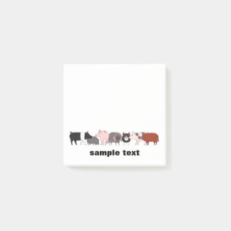 cartoon pig group post it post-it notes