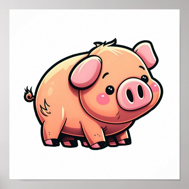 Cartoon pig illustration poster (Front)