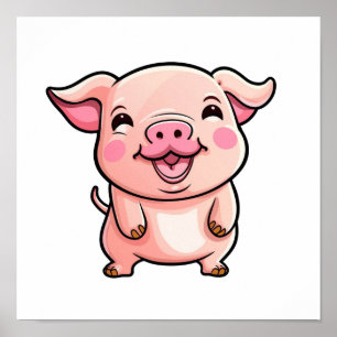 Cartoon pig illustration poster