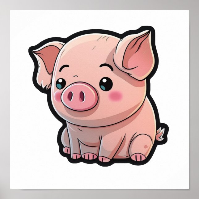 Cartoon pig illustration poster (Front)