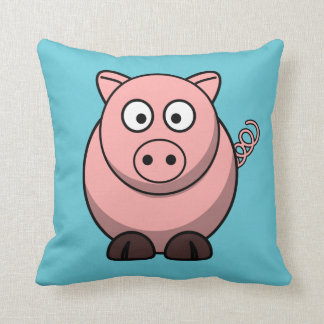 Cartoon Pig on Aqua Cushion