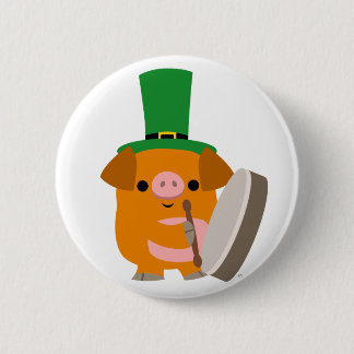 Cartoon Pig playing Bodhran :) Button Badge