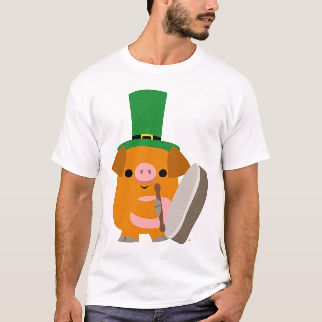 Cartoon Pig playing Bodhran :) children T-shirt (Front)