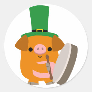 Cartoon Pig playing Bodhran :) St Patty sticker