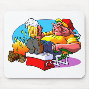 Cartoon Pig Roast Mouse Mat