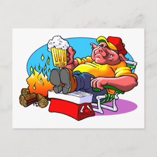 Cartoon Pig Roast Postcard