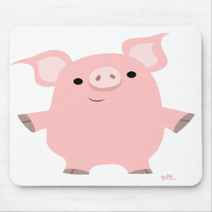 Cartoon Pig standing up mousepad