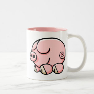 Cartoon Pig Two-Tone Coffee Mug
