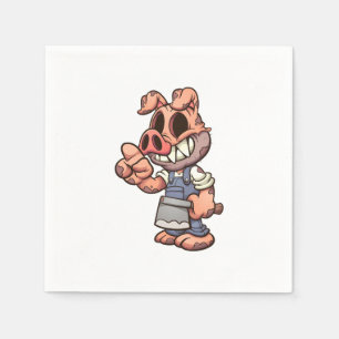 cartoon pig wearing a mask and making the silence  napkin