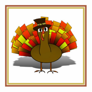 Cartoon Pilgrim Turkey Standing Photo Sculpture