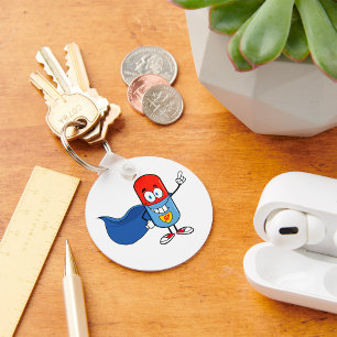 Cartoon Pill Capsule Key Ring