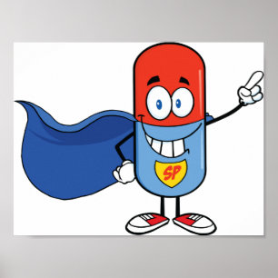 Cartoon Pill Capsule Poster