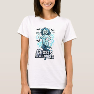 Cartoon Pin-Up Ghost – Ghosts Live Longer T-Shirt