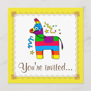 Cartoon Pinata Birthday Invitation