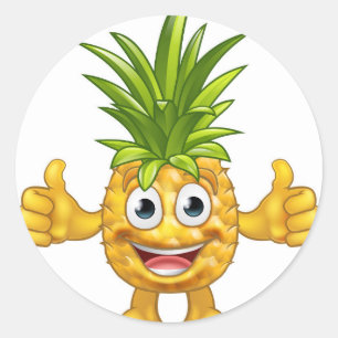 Cartoon Pineapple Fruit Mascot Character Classic Round Sticker