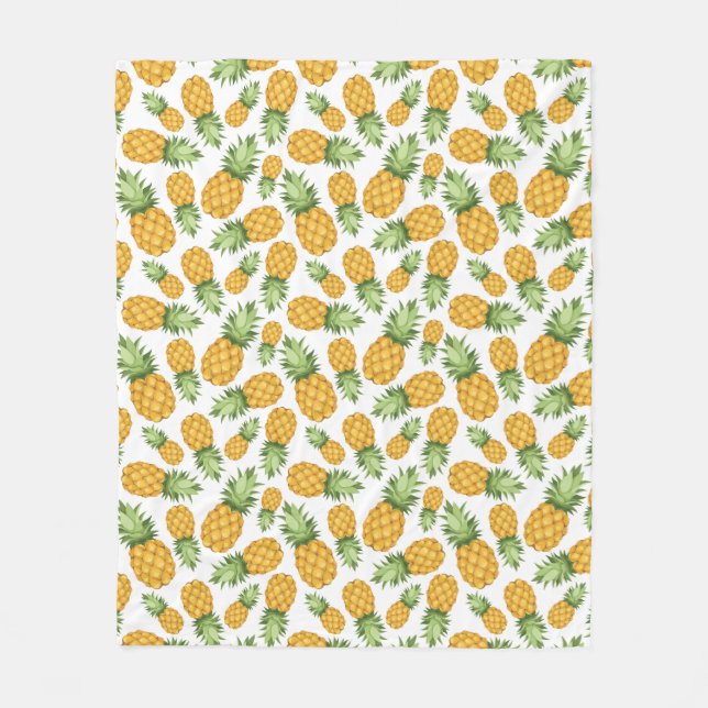 Cartoon Pineapple Pattern Fleece Blanket (Front)