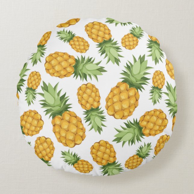 Cartoon Pineapple Pattern Round Cushion (Front)