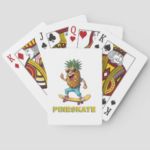 Cartoon Pineapple with Sunglasses on a Skateboard Playing Cards