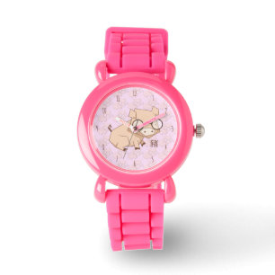 Cartoon Pink Chinese Year of the Pig Watch