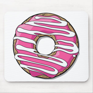 Cartoon Pink Doughnut with Icing Mouse Mat