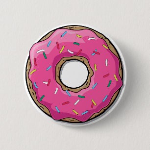 Cartoon Pink Doughnut With Sprinkles 6 Cm Round Badge