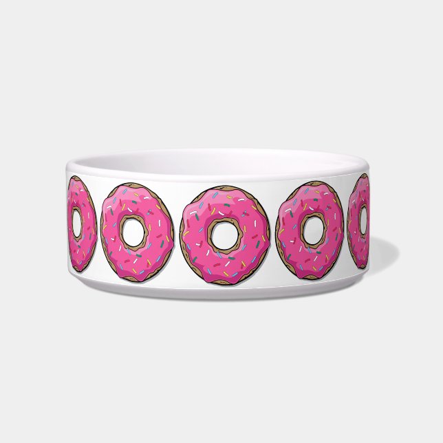 Cartoon Pink Doughnut With Sprinkles Bowl (Left)