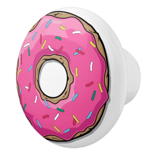 Cartoon Pink Doughnut With Sprinkles Ceramic Knob (Right)