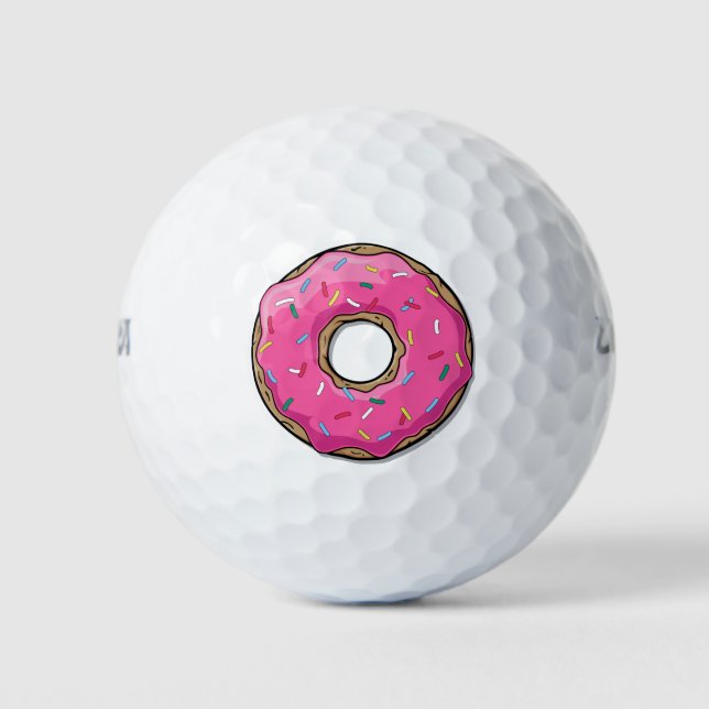 Cartoon Pink Doughnut With Sprinkles Golf Balls (Front)