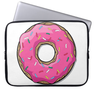 Cartoon Pink Doughnut With Sprinkles Laptop Sleeve