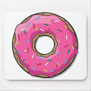 Cartoon Pink Doughnut With Sprinkles Mouse Mat