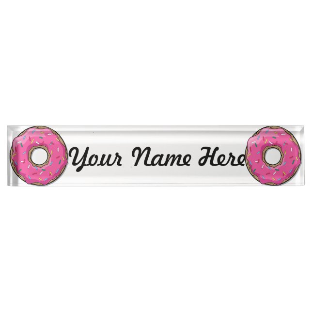 Cartoon Pink Doughnut With Sprinkles Nameplate (Front)