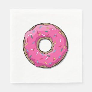 Cartoon Pink Doughnut With Sprinkles Napkin