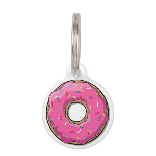 Cartoon Pink Doughnut With Sprinkles Pet Tag