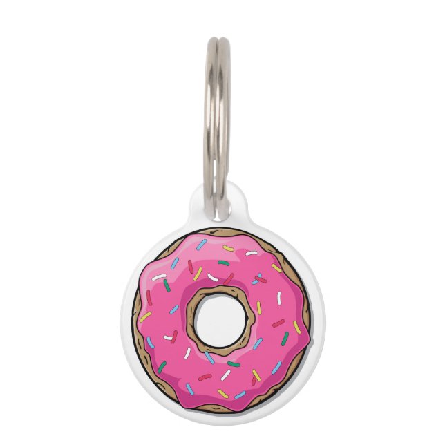 Cartoon Pink Doughnut With Sprinkles Pet Tag (Front)