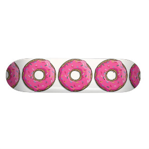 Cartoon Pink Doughnut With Sprinkles Skateboard