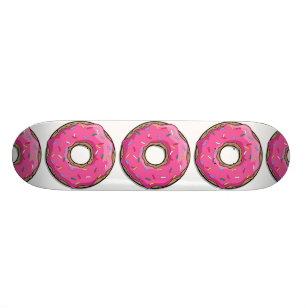 Cartoon Pink Doughnut With Sprinkles Skateboard