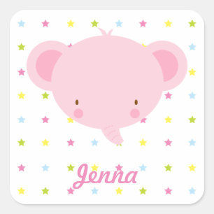 Cartoon Pink Elephant Stickers