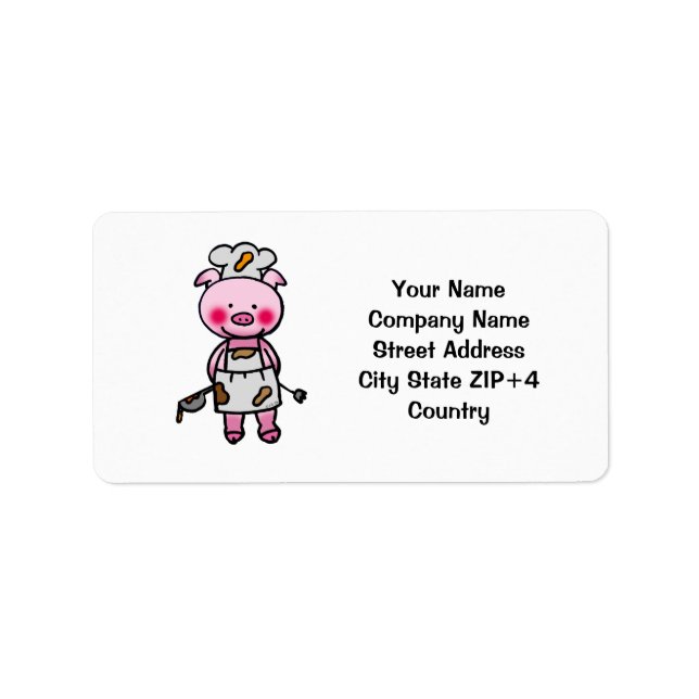 Cartoon pink pig chef label (Front)