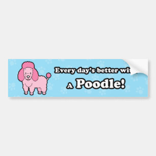 Cartoon Pink Poodle Bumper Sticker