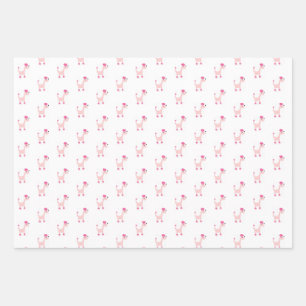 Cartoon pink poodle Posh Paws   Wrapping Paper Sheet