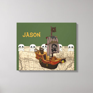 Cartoon Pirate Ship Personalise Canvas Print