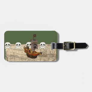 Cartoon Pirate Ship Personalise Luggage Tag