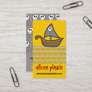 Cartoon Pirate Ship Skulls Bones Fun Colourful Boy Business Card