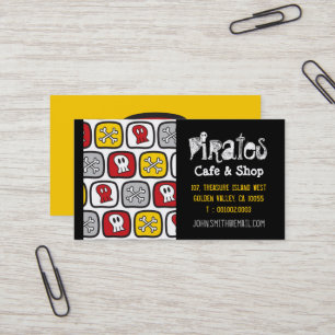 Cartoon Pirate Ship Skulls Bones Fun Colourful Boy Business Card