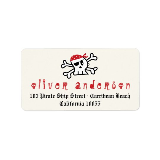 Cartoon Pirate Skeleton Skull Birthday Labels
