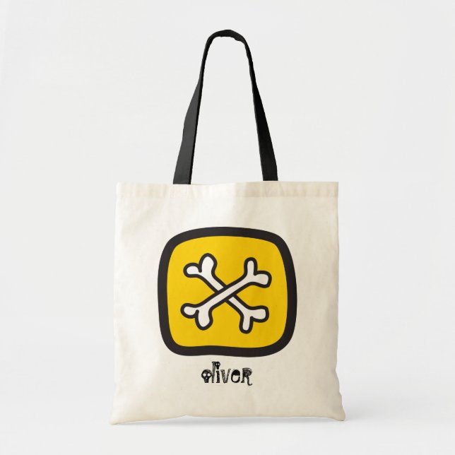 Cartoon Pirate Skull & Bone Kid's Halloween Party Tote Bag (Front)