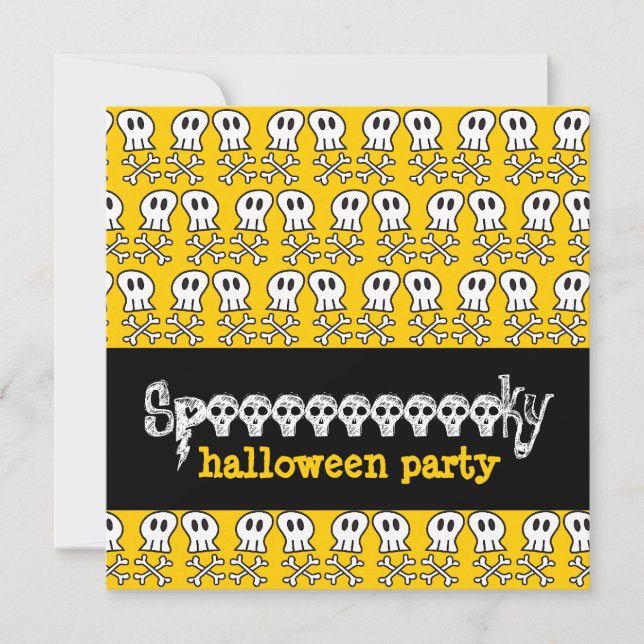 Cartoon Pirate Skulls & Bones Kid Halloween Party  Invitation (Front)